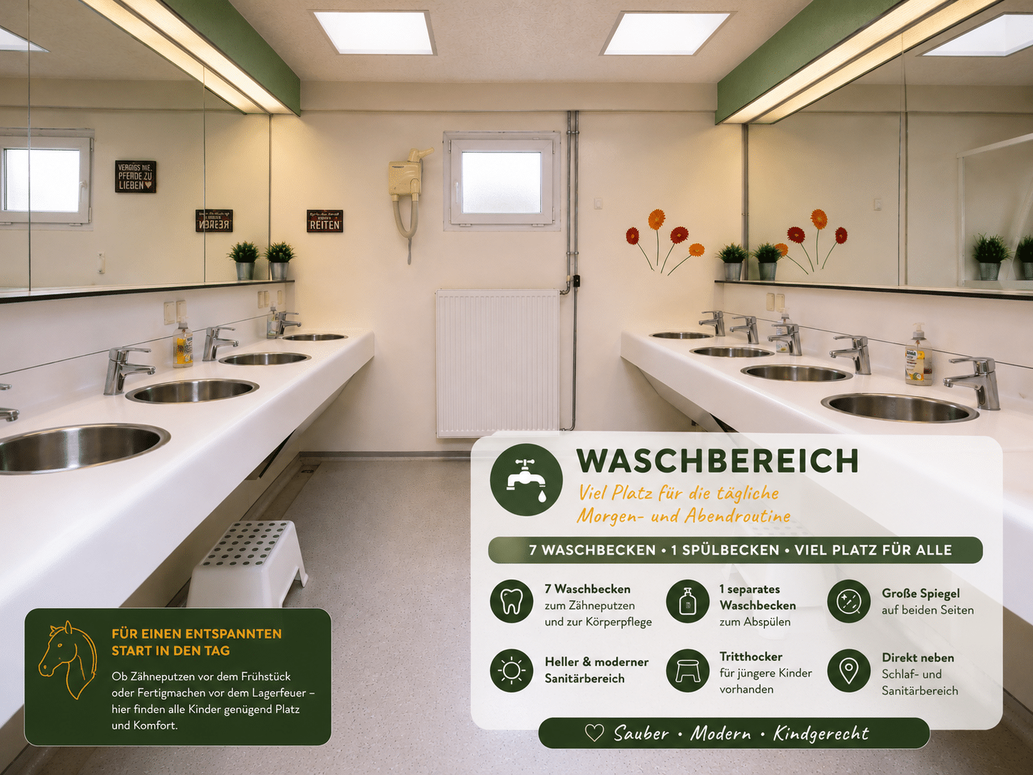 Waschbereich zum Zähneputzen und Abspülen